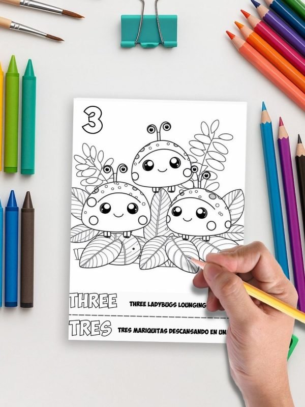 Bilingual Coloring Book – Numbers in the Garden (English & Spanish) - Image 5