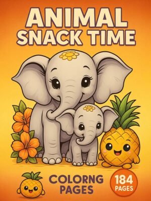 Animal & Snack Time -184 Animals & Fruits Coloring Pages for Kids