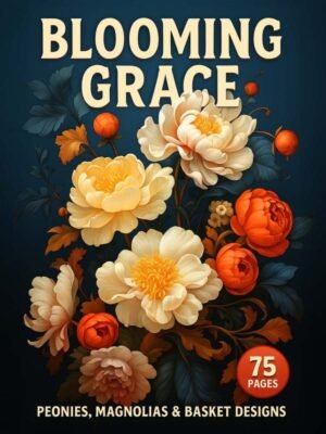 Blooming Grace – 75 Flower Basket Coloring Pages with Peonies & Magnolias