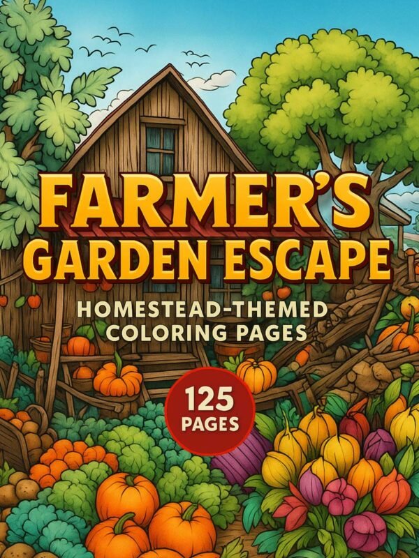 Homestead Coloring Pages – Farmer’s Garden Escape with 125 Rustic & Peaceful Designs