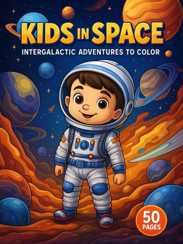 Space Coloring Pages for Kids – Kids in Space with 50 Intergalactic Adventures