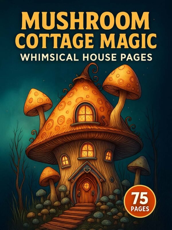 Mushroom House Coloring Pages – Mushroom Cottage Magic with 75 Whimsical Designs