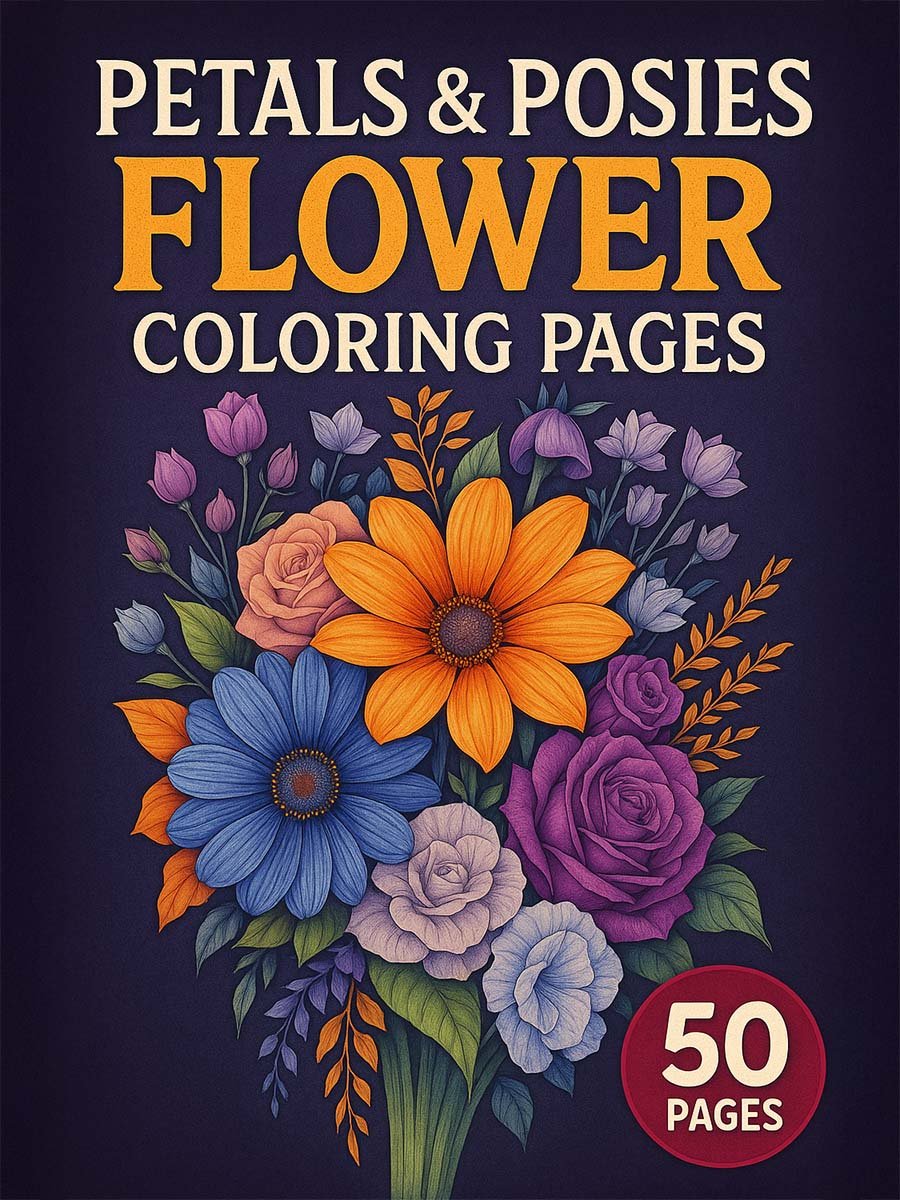 Flower Coloring Pages – Petals & Posies with 50 Charming Botanical Designs Flower Coloring Pages – Petals & Posies with 50 Charming Botanical Designs