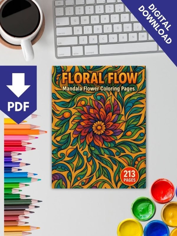 Floral Flow – 213 Mandala Flower Coloring Pages for Relaxation & Creativity - Image 2