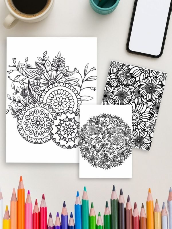 Floral Flow – 213 Mandala Flower Coloring Pages for Relaxation & Creativity - Image 4