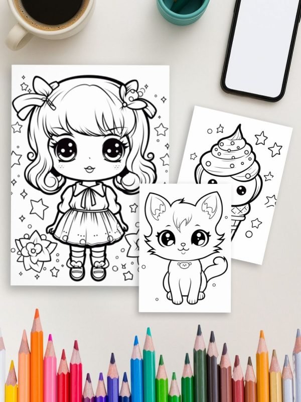 Kawaii Princess Coloring Pages – Kawaii Princess World with 300 Adorable Girl Designs - Image 4