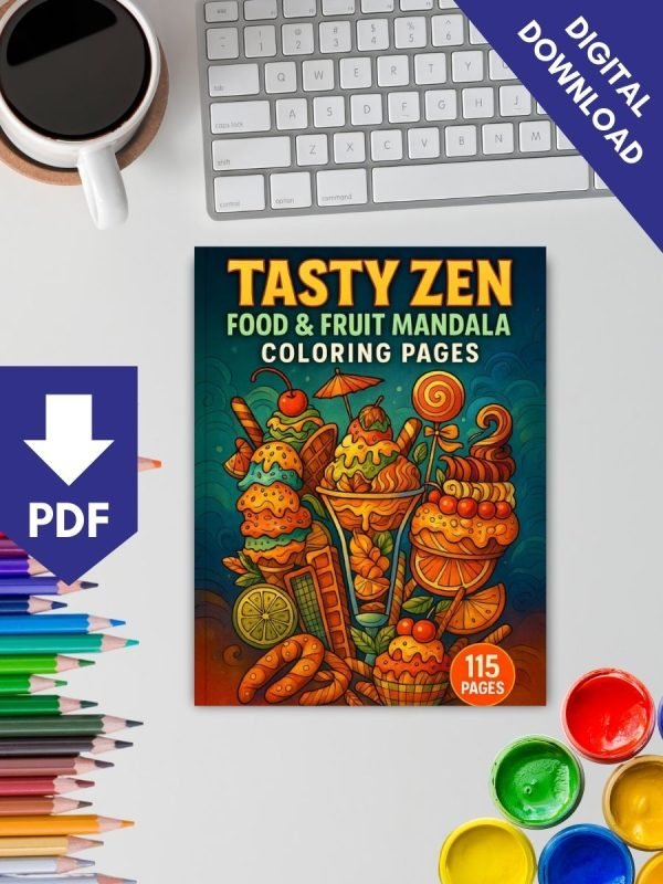 Tasty Zen – 115 Food & Fruit Mandala Coloring Pages for Relaxation & Fun - Image 2
