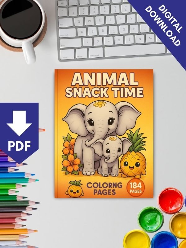 Animal & Snack Time -184 Animals & Fruits Coloring Pages for Kids - Image 2