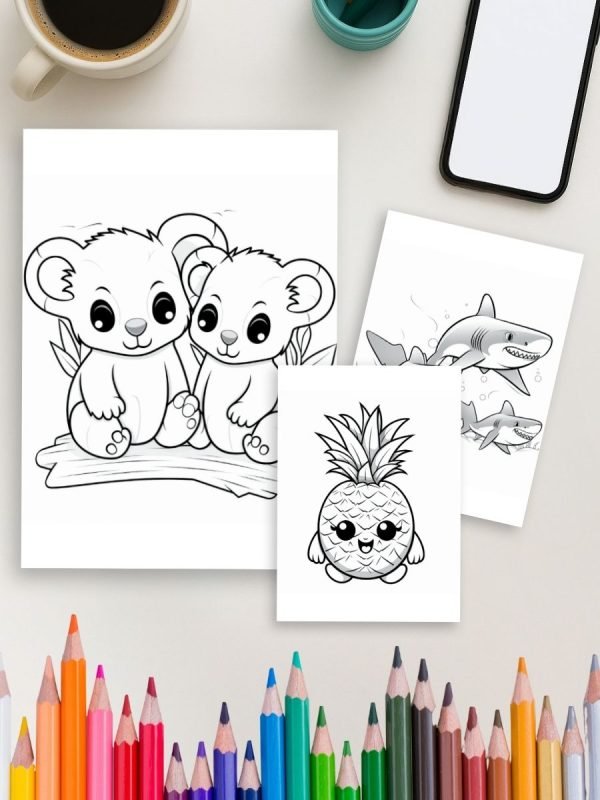 Animal & Snack Time -184 Animals & Fruits Coloring Pages for Kids - Image 4