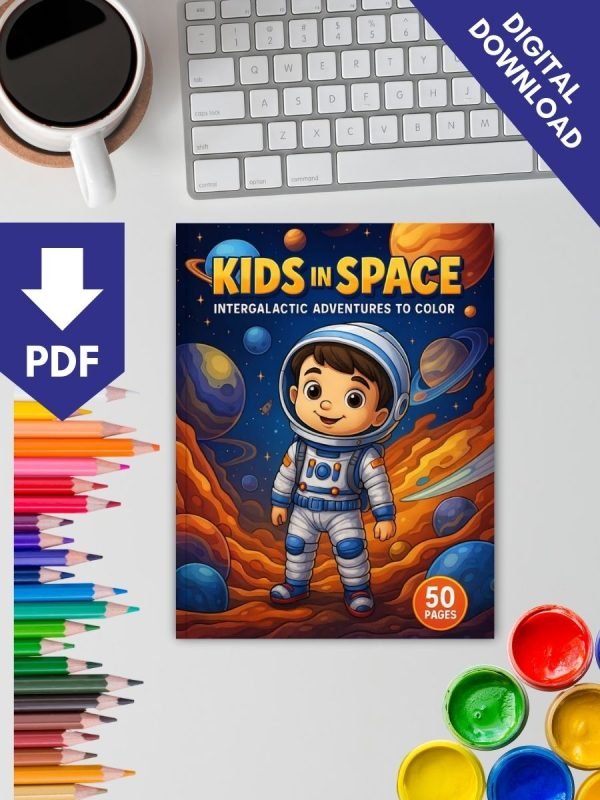 Space Coloring Pages for Kids – Kids in Space with 50 Intergalactic Adventures - Image 2