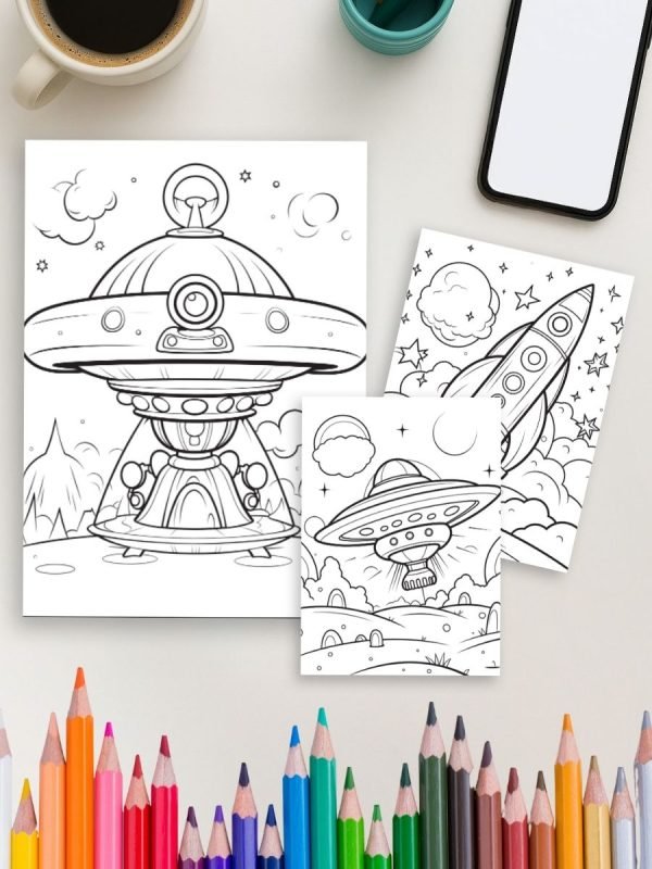 Space Coloring Pages for Kids – Kids in Space with 50 Intergalactic Adventures - Image 4