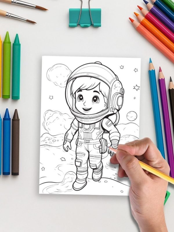 Space Coloring Pages for Kids – Kids in Space with 50 Intergalactic Adventures - Image 5